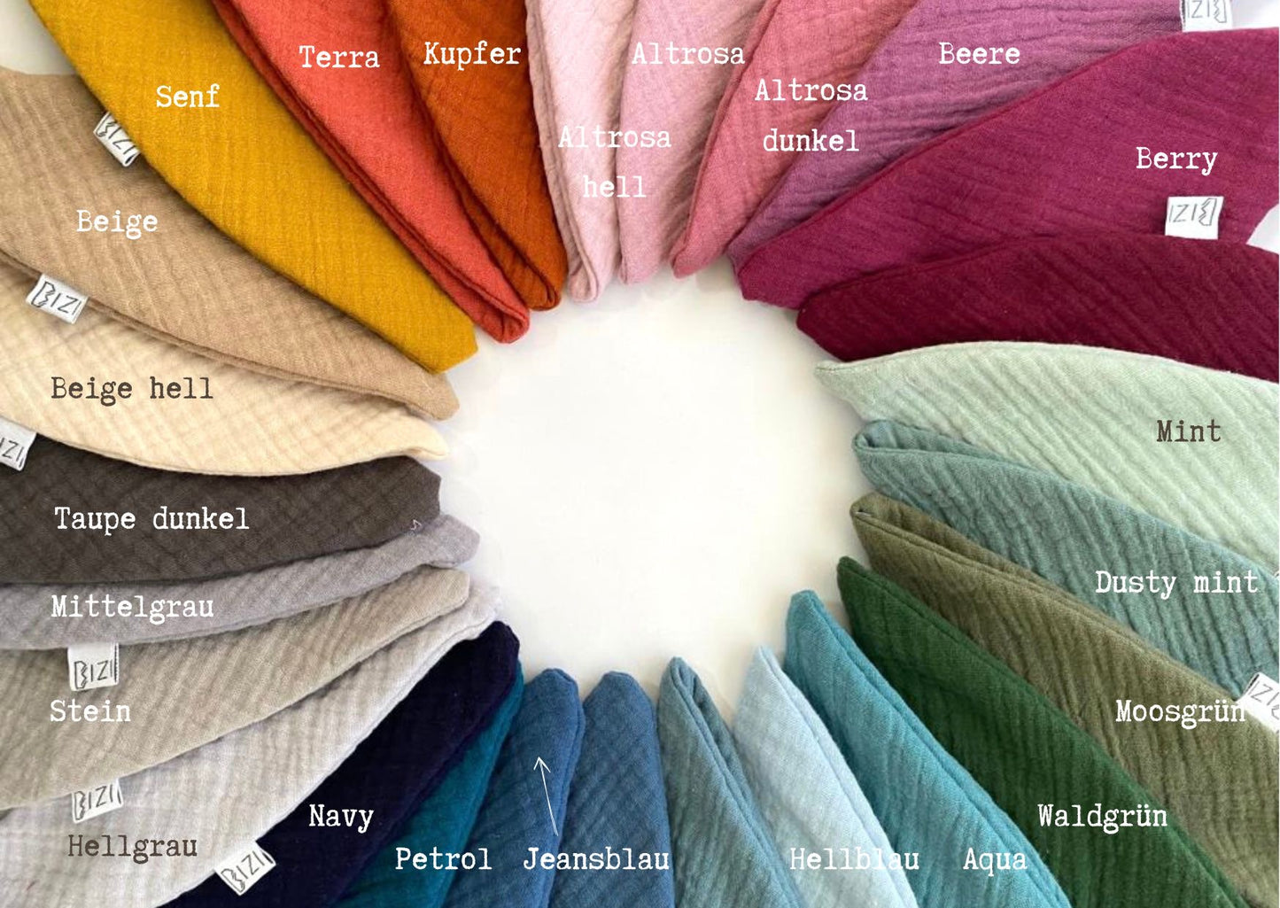 Scrunchie aus Bio Musselin, metallfrei, über 20 Farben verfügbar