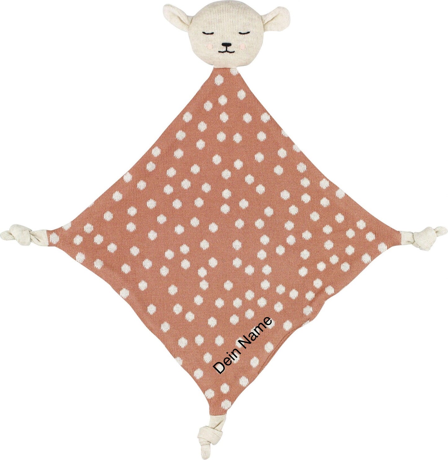 Schmusetuch, Kuscheltuch Lamm, gepunktet - personalisierbar -