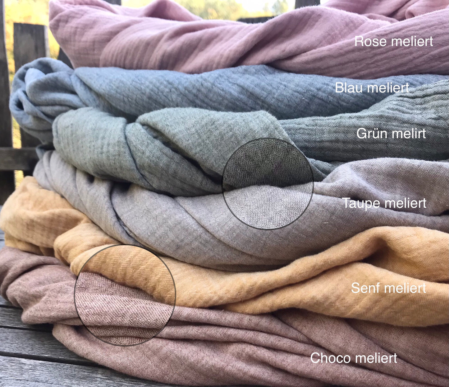 Musselinschal für Kinder, dezente Farben und melierter Struktur, verschieden Größen