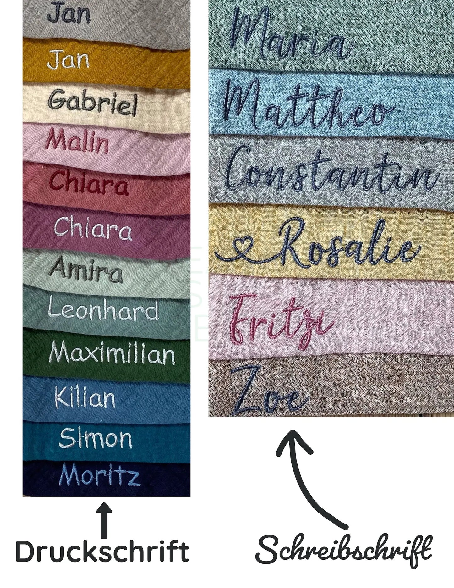 Schmusetuch aus Bio Musselin, Geschenk Geburt, 20 verschiedene Farben - auch Personalisierung möglich