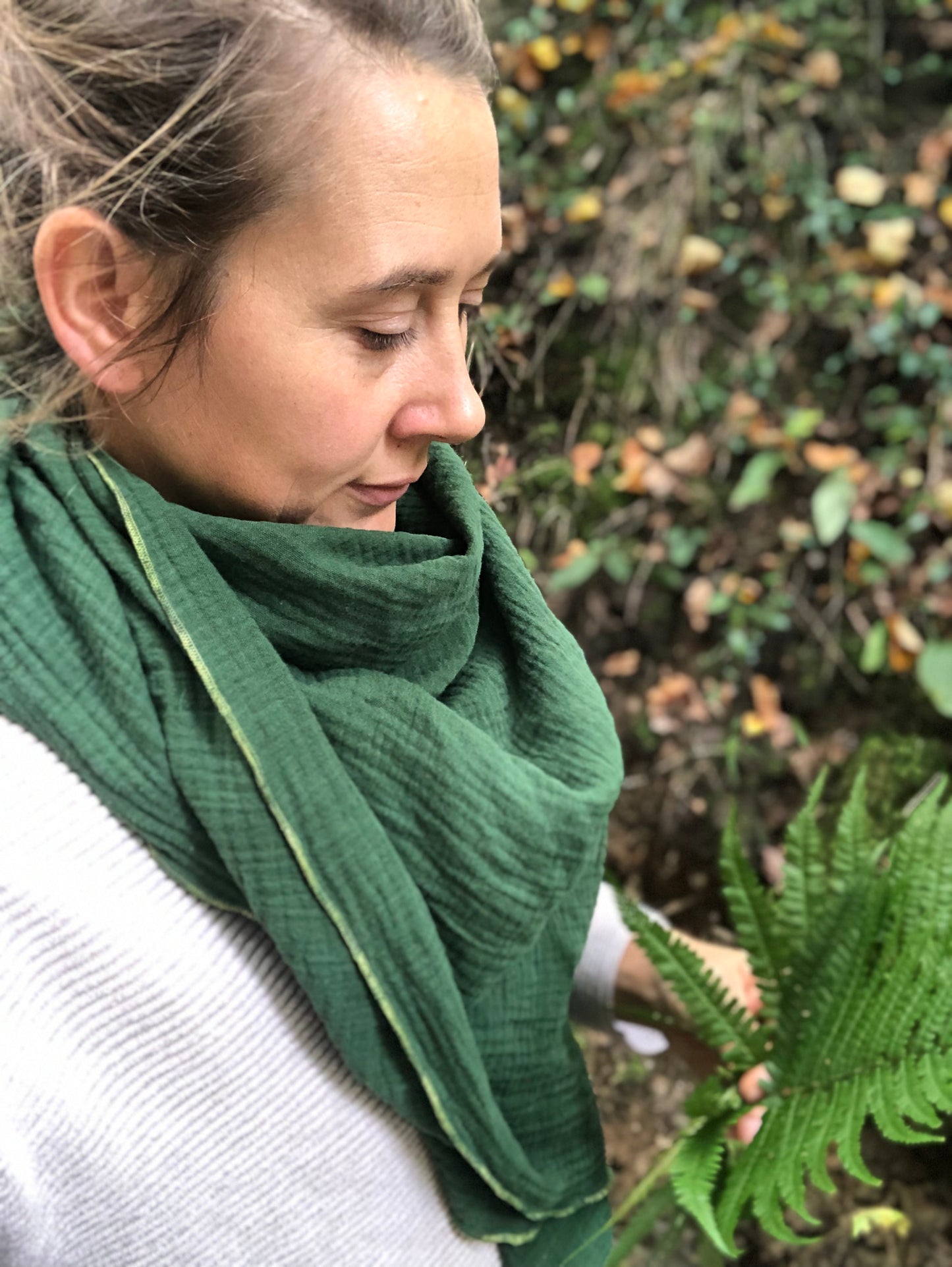 Halstuch XXL aus Bio Musselin, grün