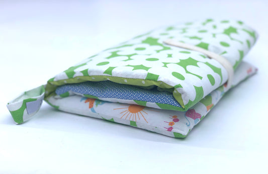 Wickelunterlage mit Taschen für unterwegs oder zu Hause, waschbar, retro, Prilblumen