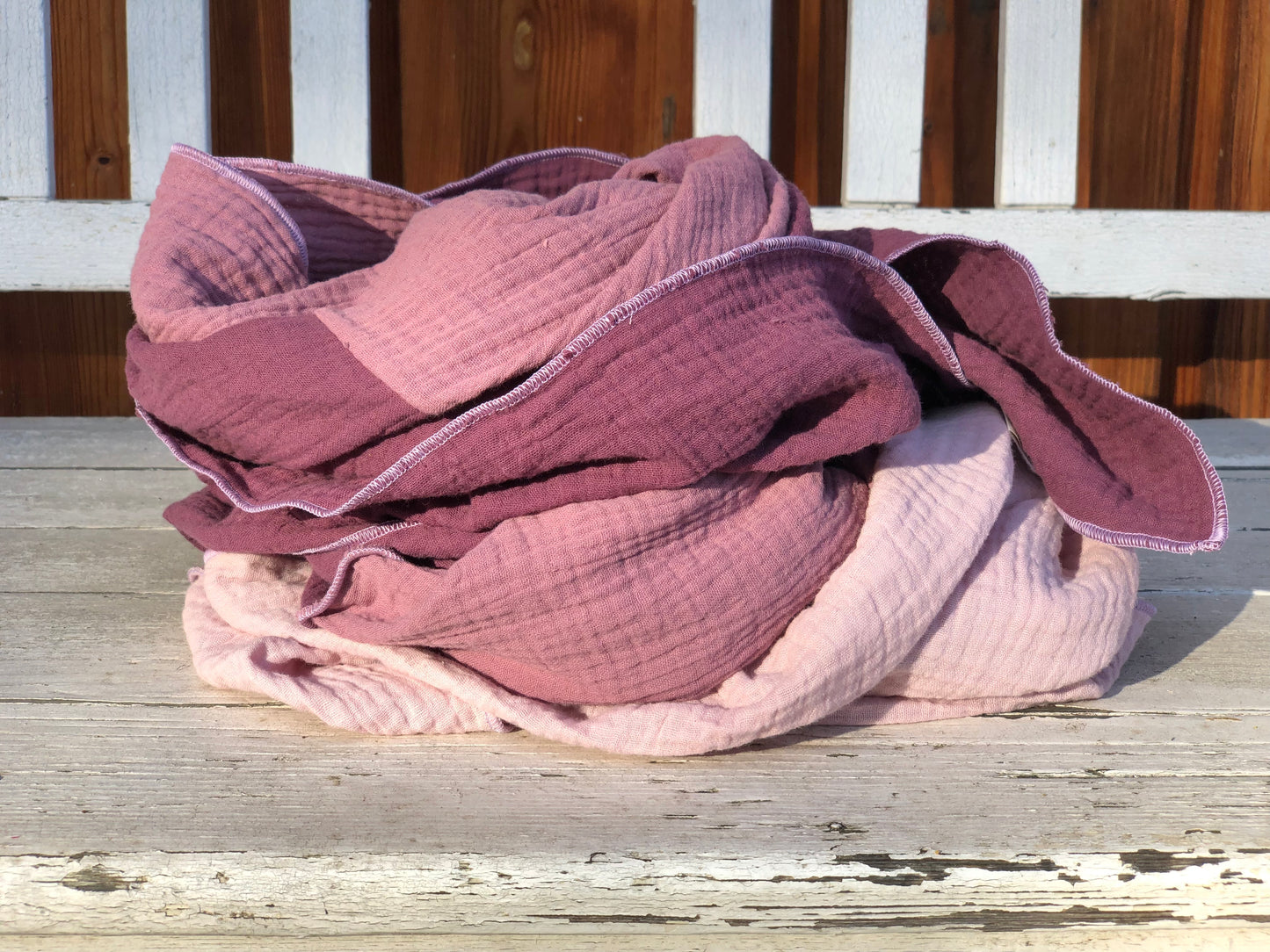 Halstuch Damen XXL aus Bio Musselin, 3 farbig Flieder Lila Rosa