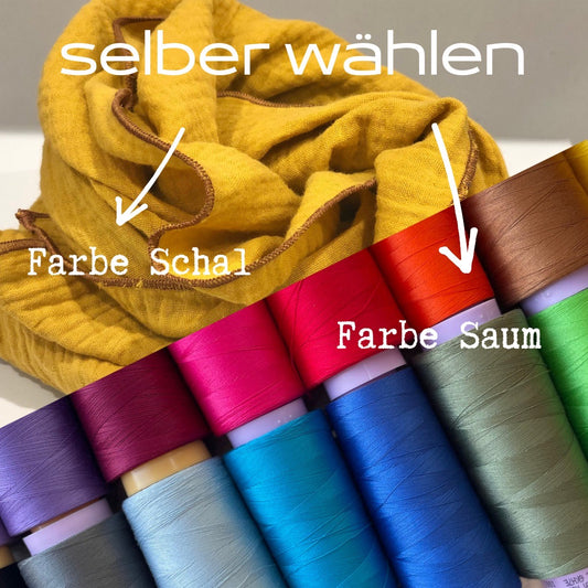 Dreifarbiges Wunsch-Tuch aus Bio Musselin, bestimme selbst