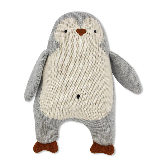 Babyrassel Pinguin grau, aus Bio Baumwolle