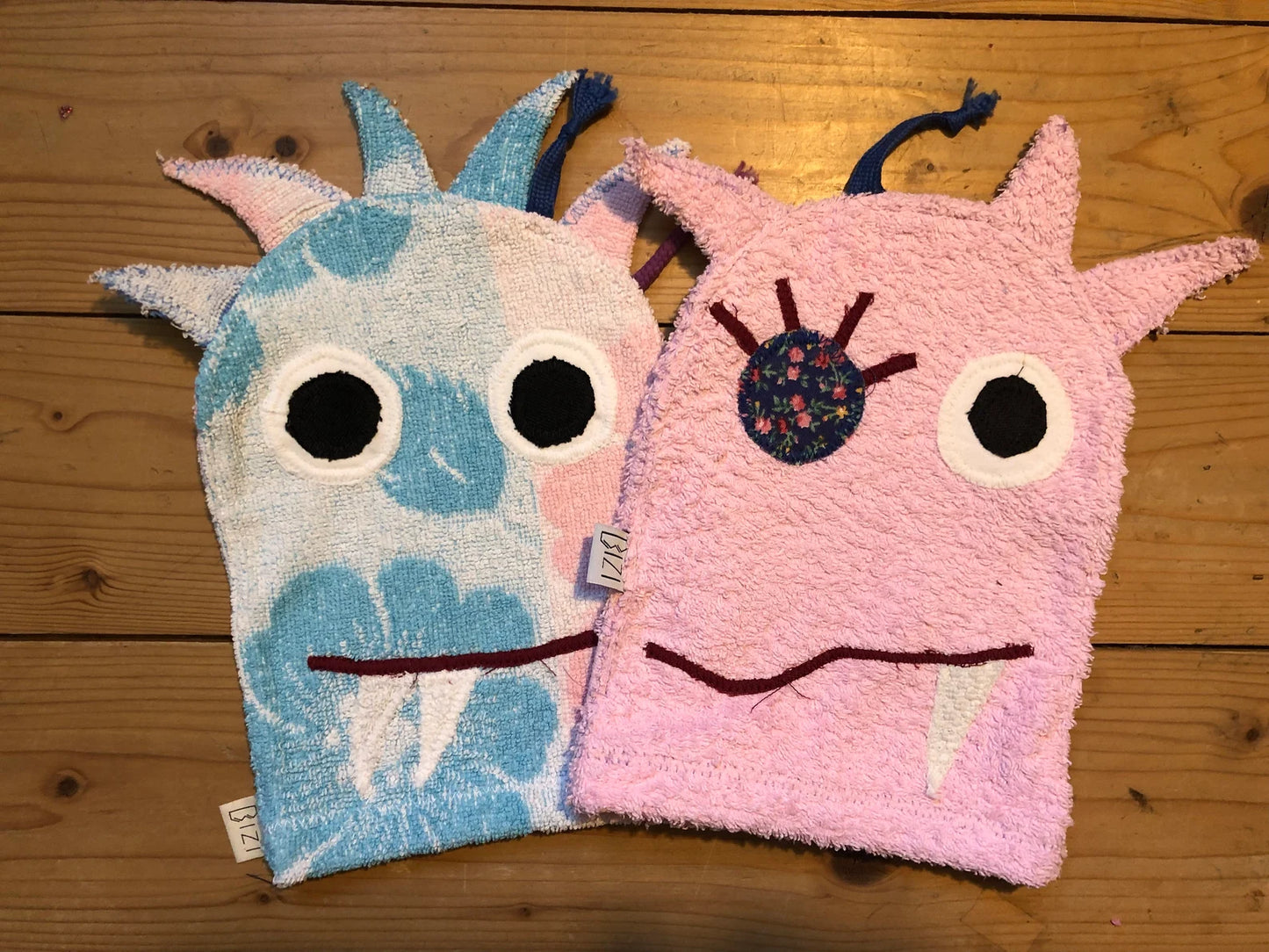 lustige Monster Wasch-Handschuhe, Handpuppe, Upcycling