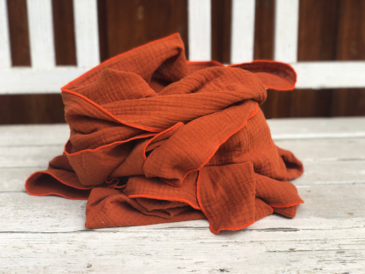 Halstuch XXL aus Bio Musselin, Kupfer Orange