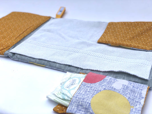 Wickelunterlage mit Taschen für unterwegs oder zu Hause, waschbar, wasserdicht