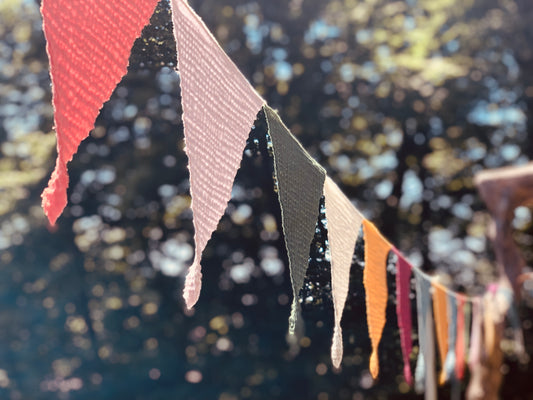 Wimpelkette Bio Musselin, Girlande Deko, Indoor, Outdoor, Garten