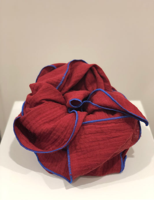 Halstuch XXL aus Bio Musselin, Rot Blau