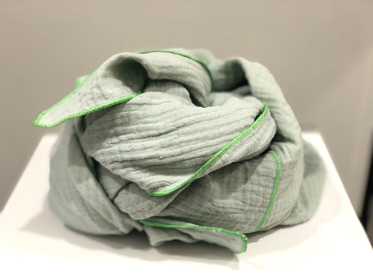 Halstuch oder Schal XXL aus Bio Musselin, Neon Grün Mit