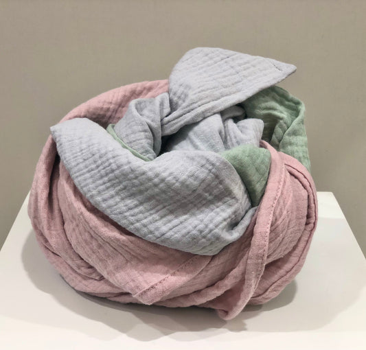 Halstuch Damen XXL aus Bio Musselin, 3 farbig Mint grau Rosa