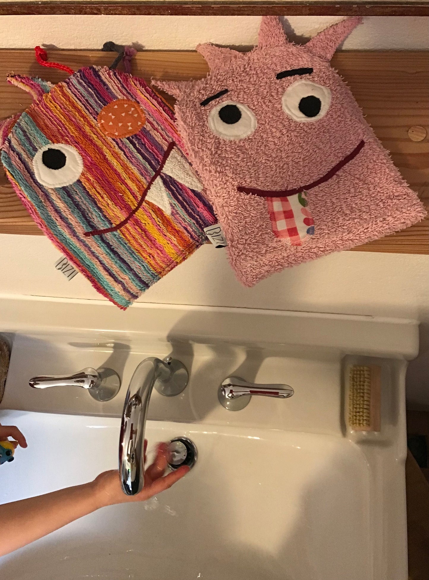 lustige Monster Wasch-Handschuhe, Handpuppe, Upcycling